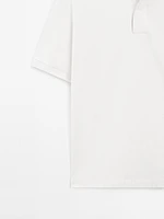 Cotton blend slim fit knit polo shirt