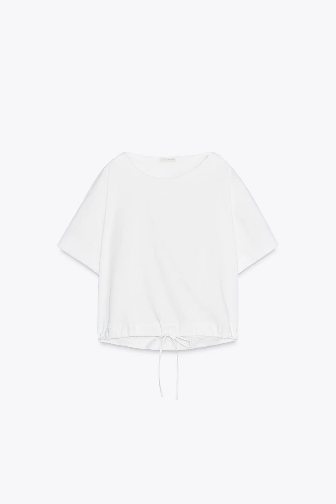 T-SHIRT EN COTON FRONCÉ