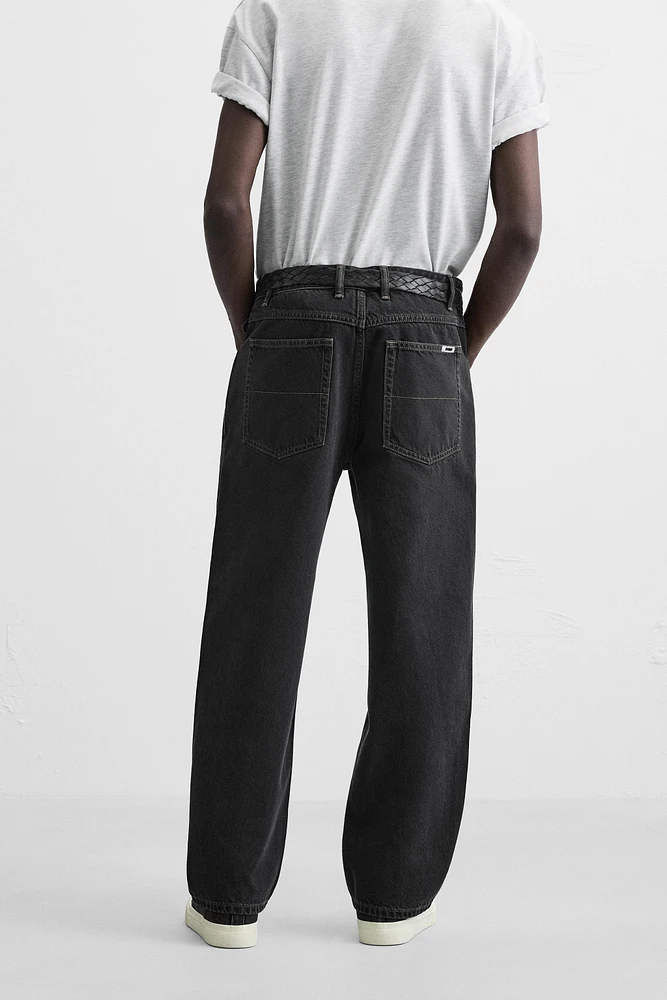 RELAXED FIT DRAWSTRING JEANS