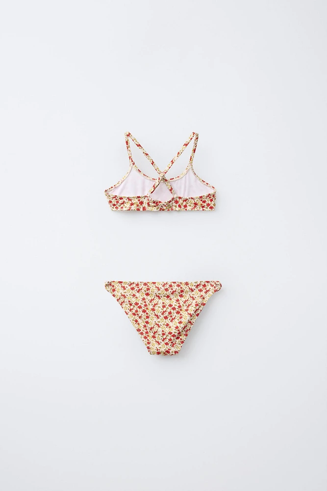 6-14 ANS/ MAILLOT DE BAIN DEUX PIÈCES À FLEURS