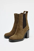 HIGH HEELED PULL TAB CHELSEA ANKLE BOOTS