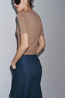 BUTTONED LINEN T-SHIRT