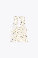 LEMON PRINT TIE HALTER TOP