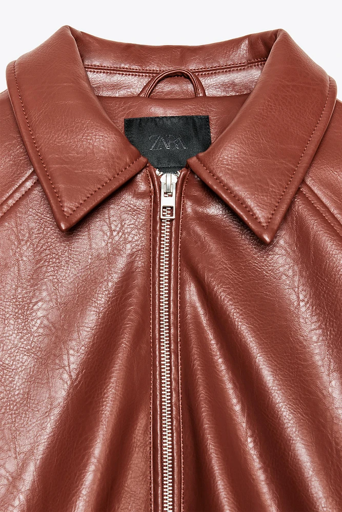 FAUX LEATHER BOMBER JACKET