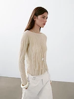 T-shirt manches longues effet froissé