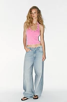 HALTER T-SHIRT WITH RINGS