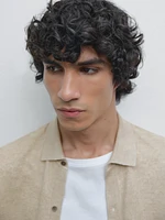100% linen knit polo collar sweater