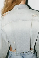 VESTE COURTE EN JEAN TRF DÉCHIRURES