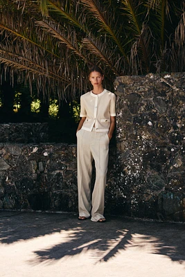 SHORT SLEEVE BLAZER WITH LINEN
