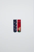 TWO-PACK OF NON-SLIP REINDEER AND SANTA SOCKS