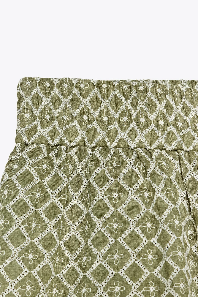EMBROIDERED PERFORATED SHORTS