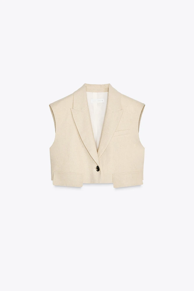 LINEN BLEND SHORT VEST