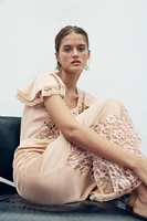 SATIN EMBROIDERED MIDI DRESS