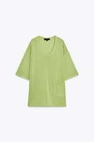TOP OVERSIZE EN MAILLE MANCHES COURTES