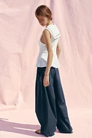 POPLIN TIE TRIM TOP
