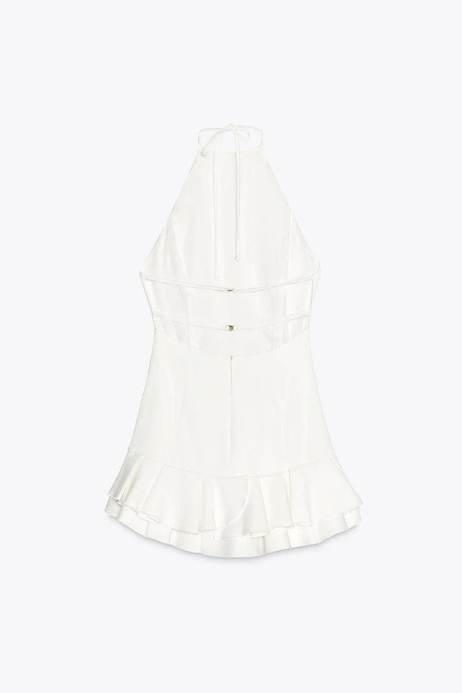 ROBE MINI HALTER À VOLANTS