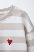 STRIPED HEART PATCH T-SHIRT