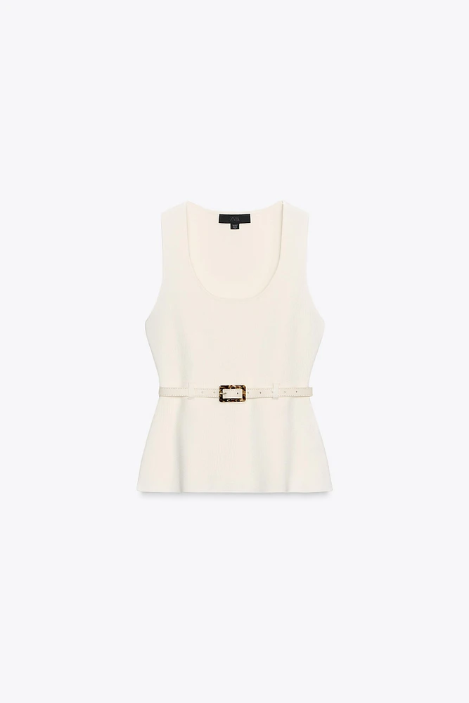 KNIT BELTED TOP