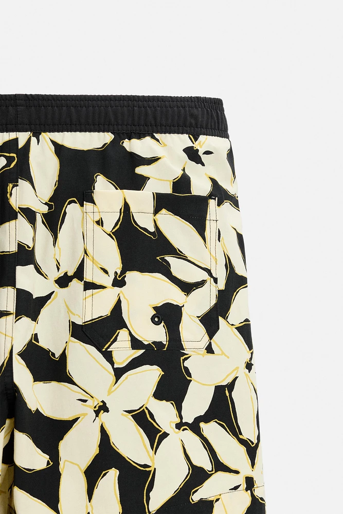 SHORT DE BAIN LONG À IMPRIMÉ FLORAL