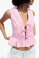 STRIPED TIE TOP