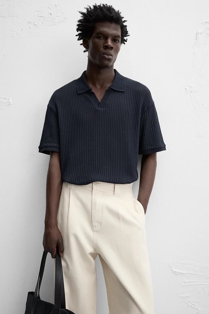 TEXTURED KNIT POLO SHIRT