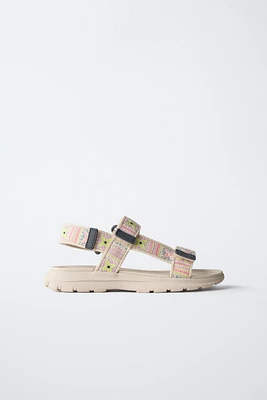 CROCHET EFFECT TECHNICAL SANDALS