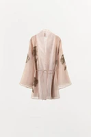 SHORT SILK BEADED KIMONO