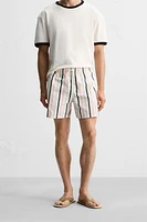 STRIPED PRINT MID-LENGTH SWIMSUIT
