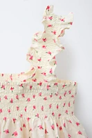 DOTTED MESH FLORAL TOP