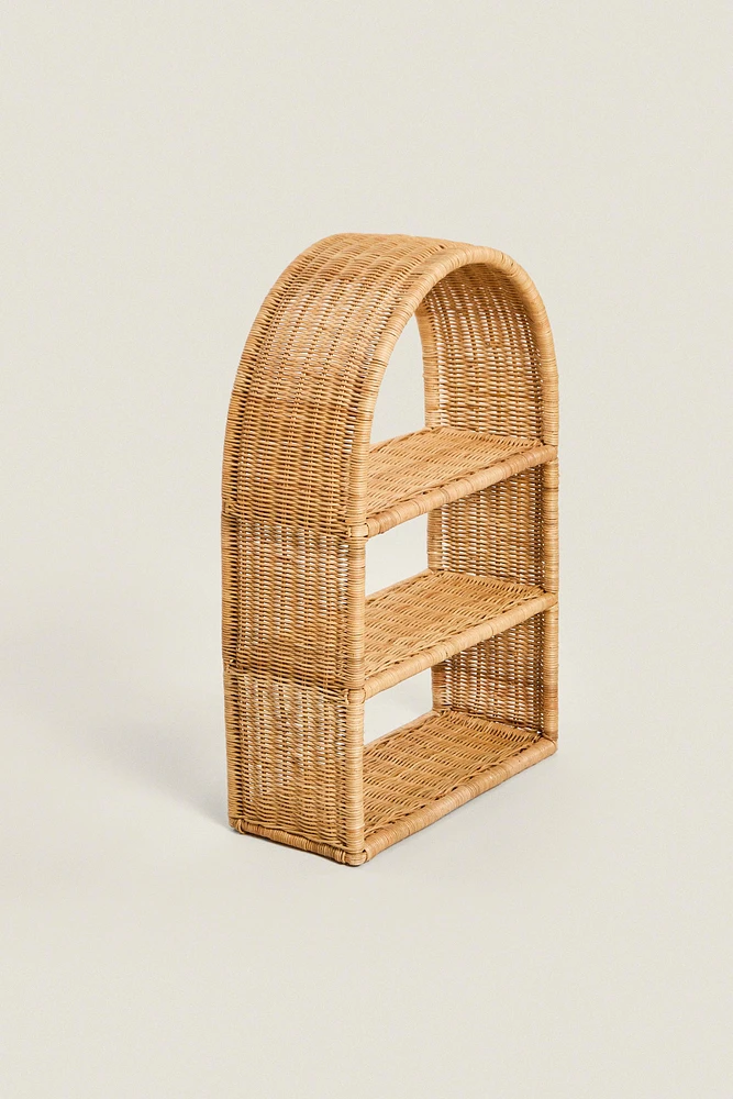 CHILDREN’S OVAL RATTAN SHELVING UNIT