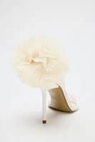 SATIN EFFECT FLOWER HEELED SANDALS - LIMITED EDITION