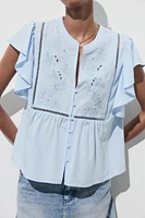 CHEMISE MANCHES COURTES VOLANT
