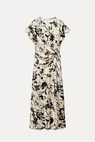 SATIN PRINT MIDI DRESS