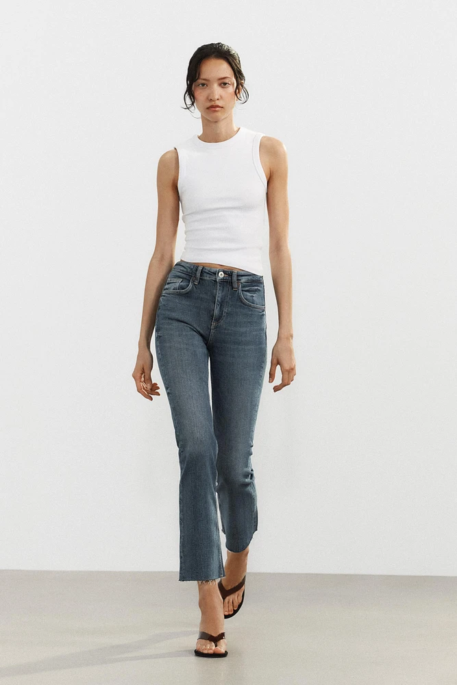 FLARED CROPPED HIGH WAIST TRF JEANS