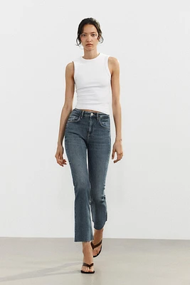 FLARED CROPPED HIGH WAIST TRF JEANS
