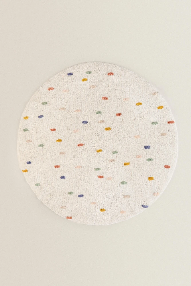 TAPIS ENFANT COTON POIS MULTICOLORES