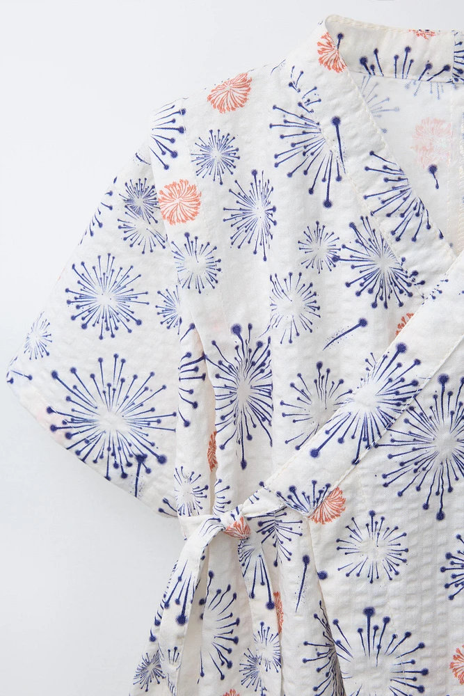 1-9 MONTHS/ PRINTED KIMONO ROMPER
