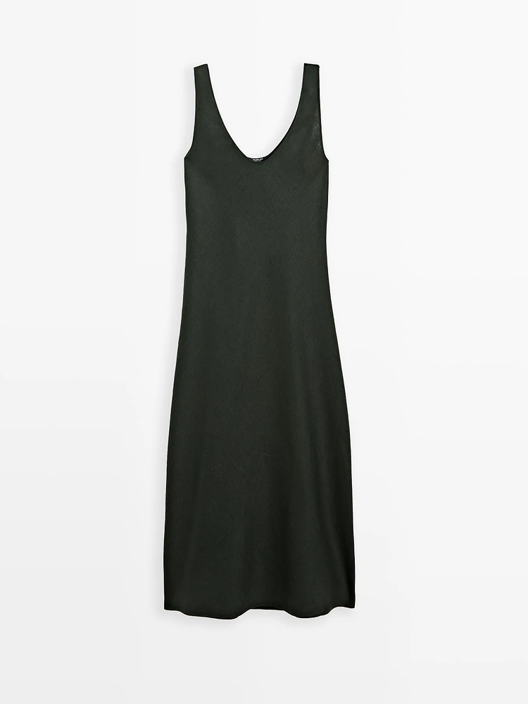 100% linen midi dress