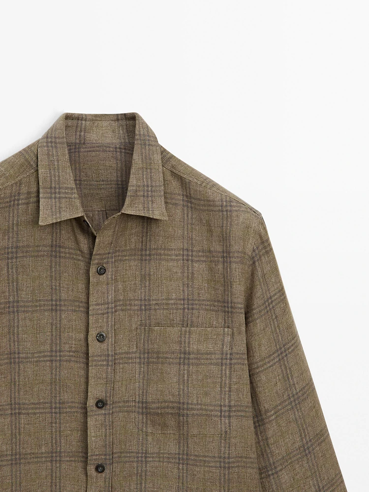 Chemise à carreaux regular fit en lin