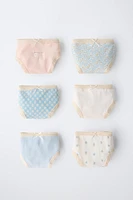 AGES 6-/ SIX-PACK OF DAISY PRINT BRIEFS