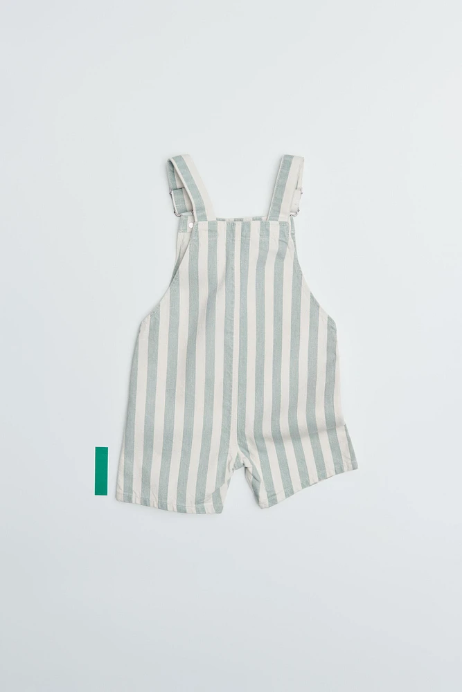 STRIPED TWILL OVERALL SHORTS