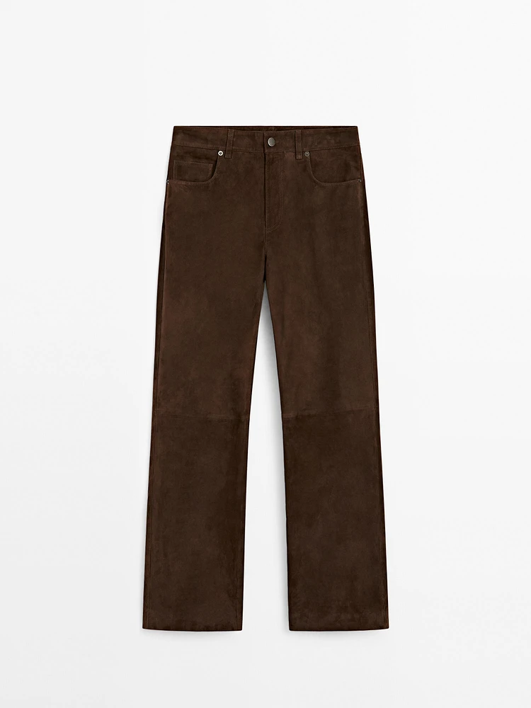 Pantalon en cuir finition daim