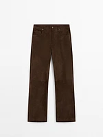 Pantalon en cuir finition daim