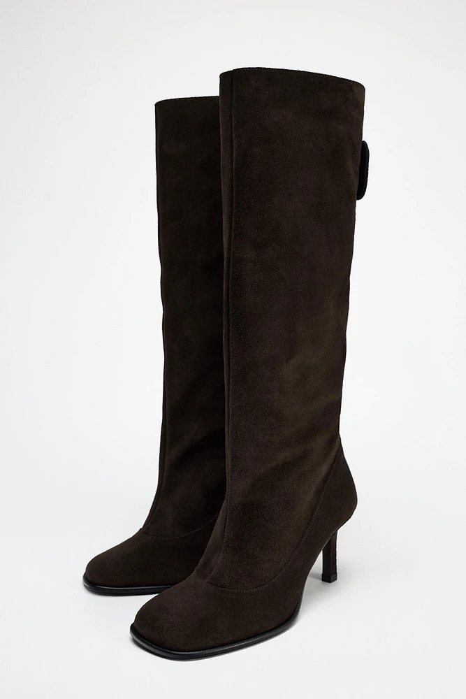 WIDE SHAFT SUEDE BOOTS