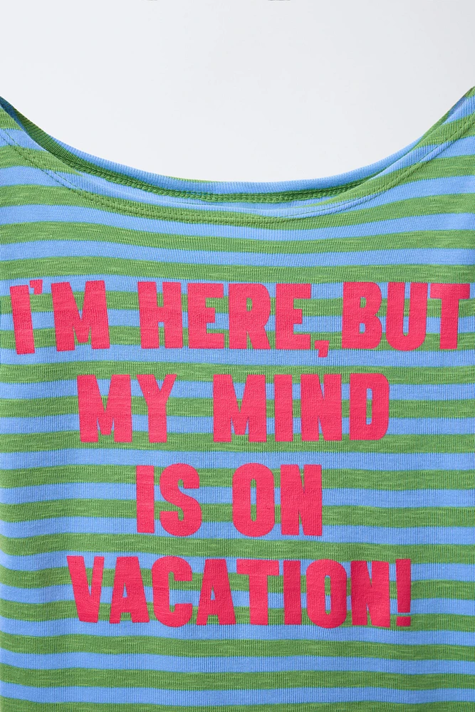 STRIPED T-SHIRT WITH TEXT