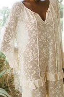 POINTELLE KNIT RUFFLE DRESS