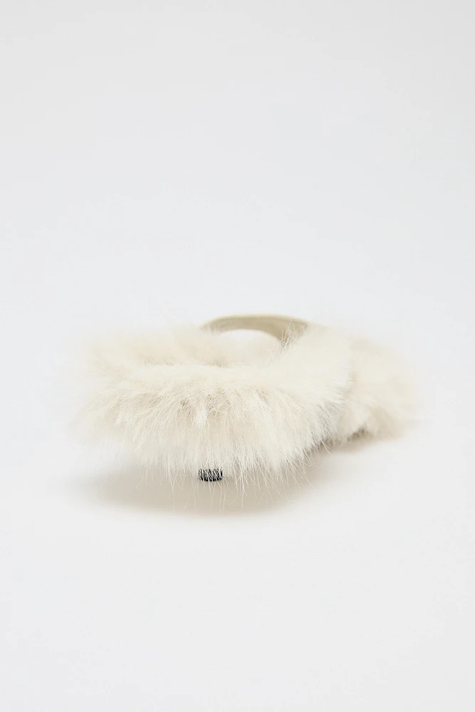 LIMITED EDITION FAUX FUR LEATHER HEELED SANDALS