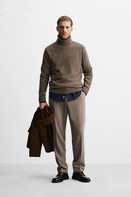 TEXTURED WOOL BLEND PANTS