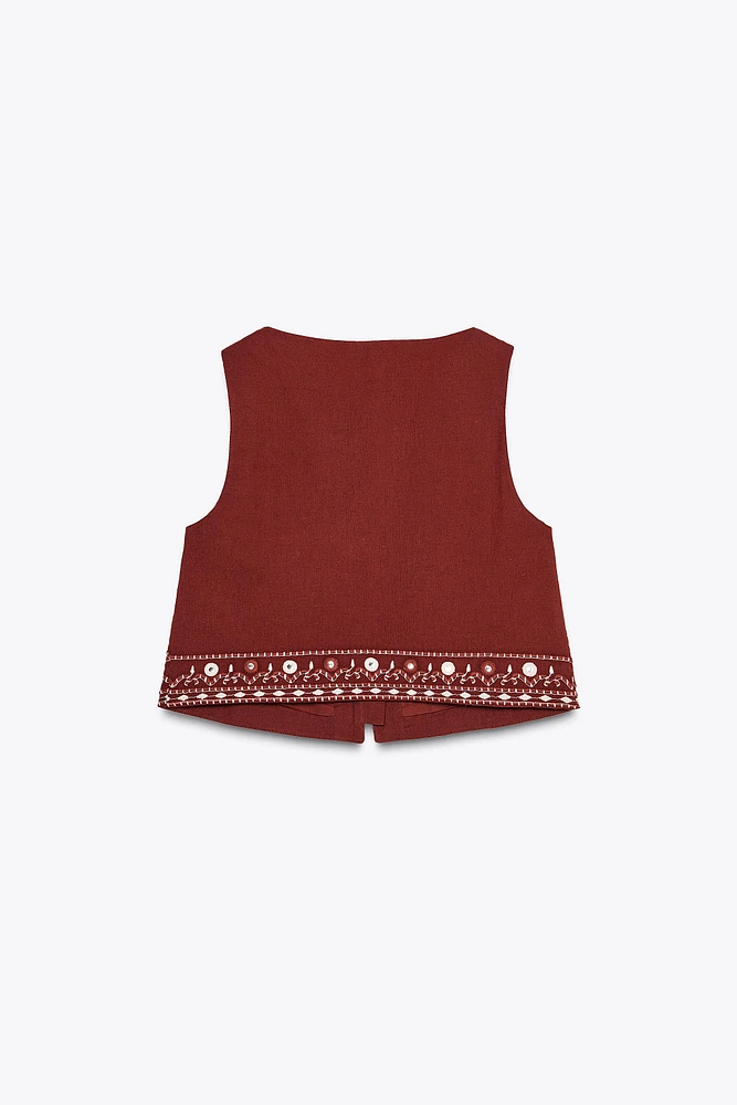EMBROIDERED MIRROR VEST
