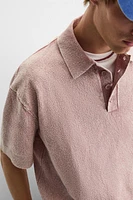 WASHED BOUCLÉ KNIT POLO SHIRT